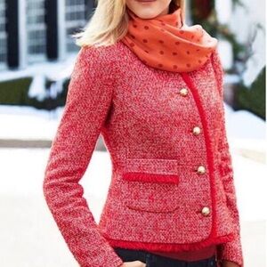 Talbots | EUC - Tweed Fringe Blazer - Size 16P - Red/Gold